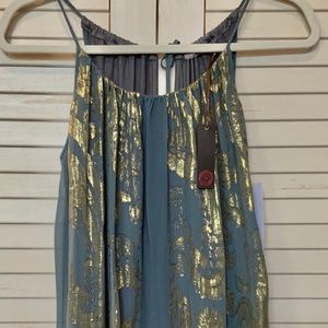 Language Gold Platinum Tie Back Tank NWT Medium